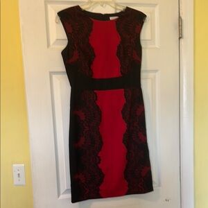 New York & Company Red and Black Sheath Midi Dress